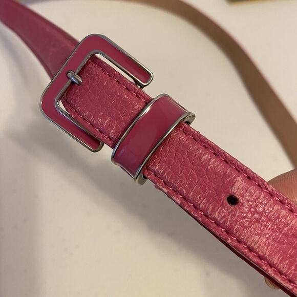 Talbots Hot Pink Genuine Leather Belt Solid Stainless Buckle Womens Size Medium - Picture 1 of 5